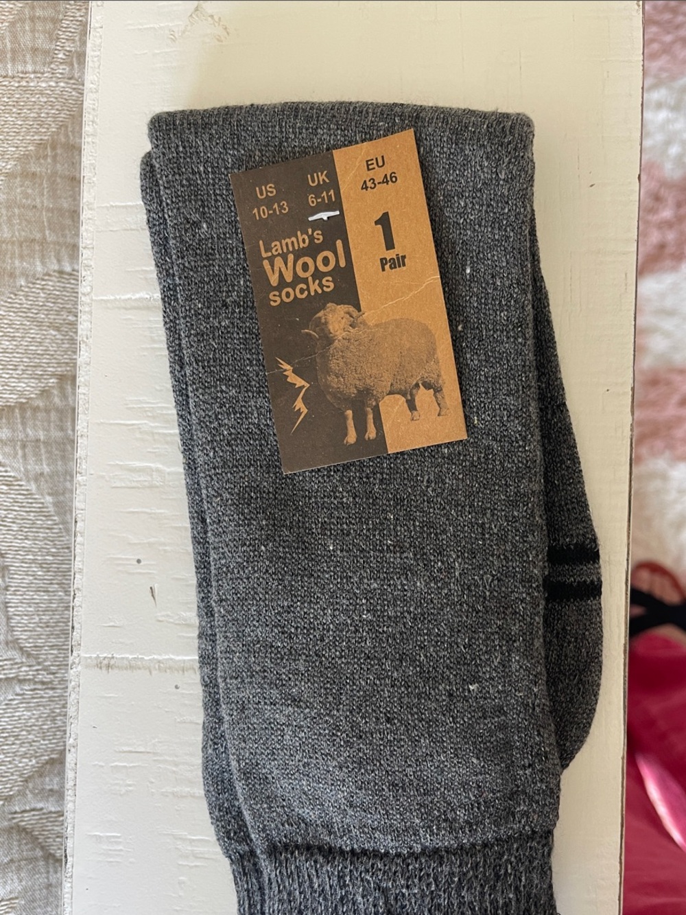 Lambs Wool Blend Crew Socks Gray Thermal Boot Socks Mens US 10-13 1 Pair NEW‎